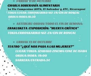 Urriak 11 octubre. Erronkari: elikadura burujabetza hitzaldia / Roncal: charla soberanía alimentaria